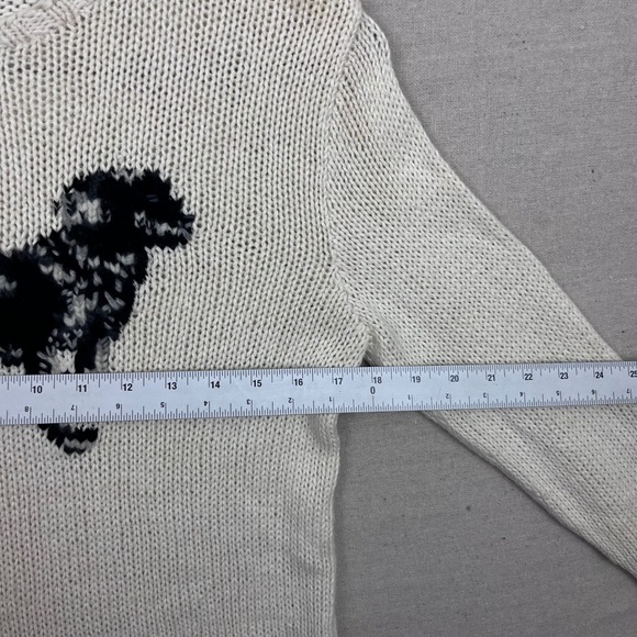 Vintage Ralph Lauren Sport Womens White Knit Dog Graphic Sweater RL Logo Size L - Picture 12 of 13